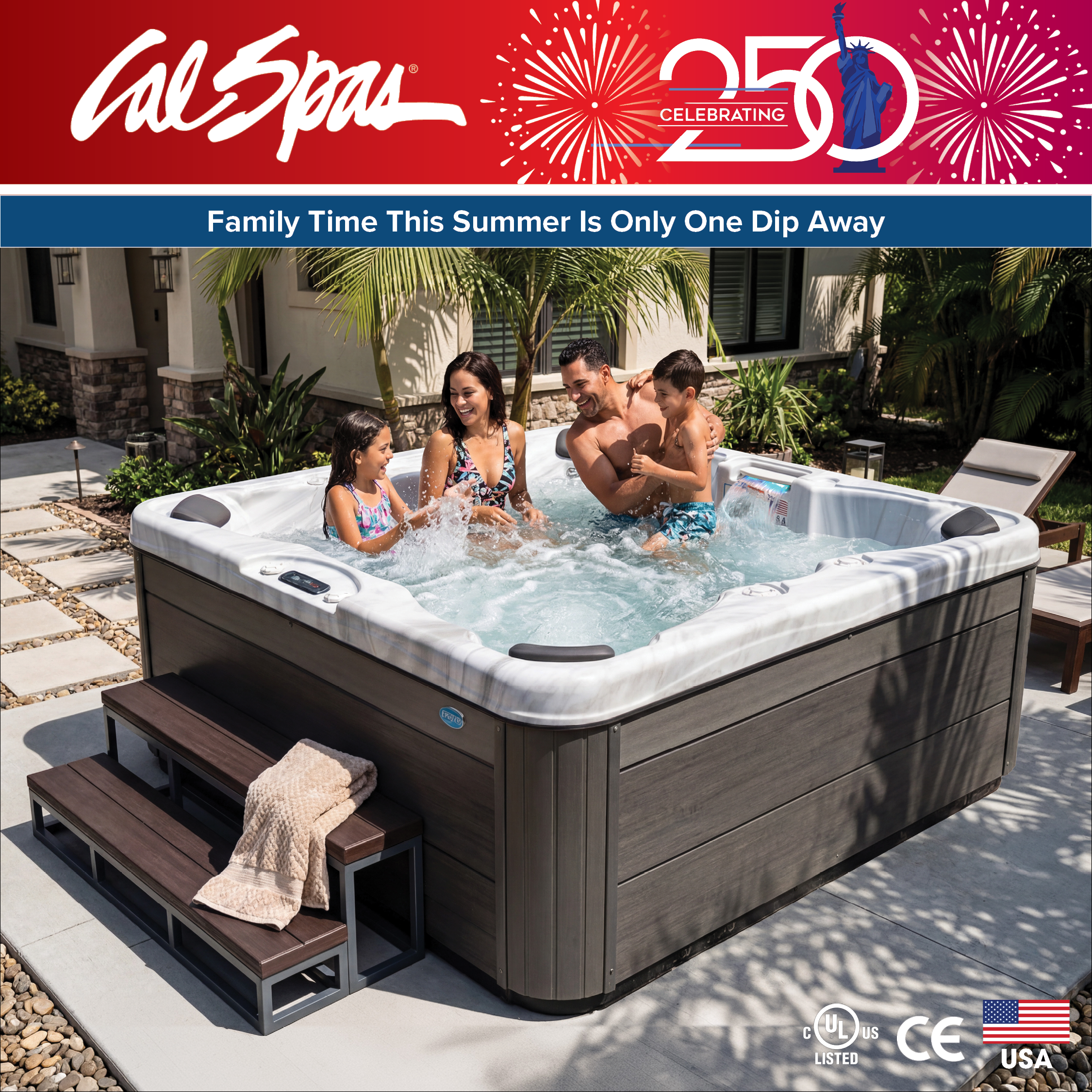 Calspas hot tub being used in a family setting - Kissimmee